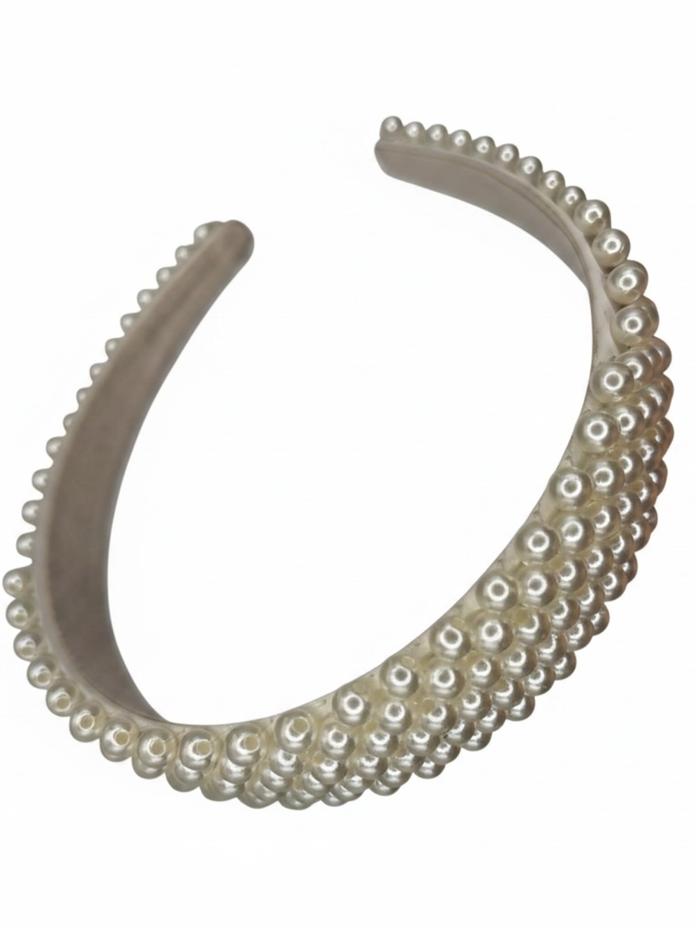 Pearl-Embellished Cream Headband
